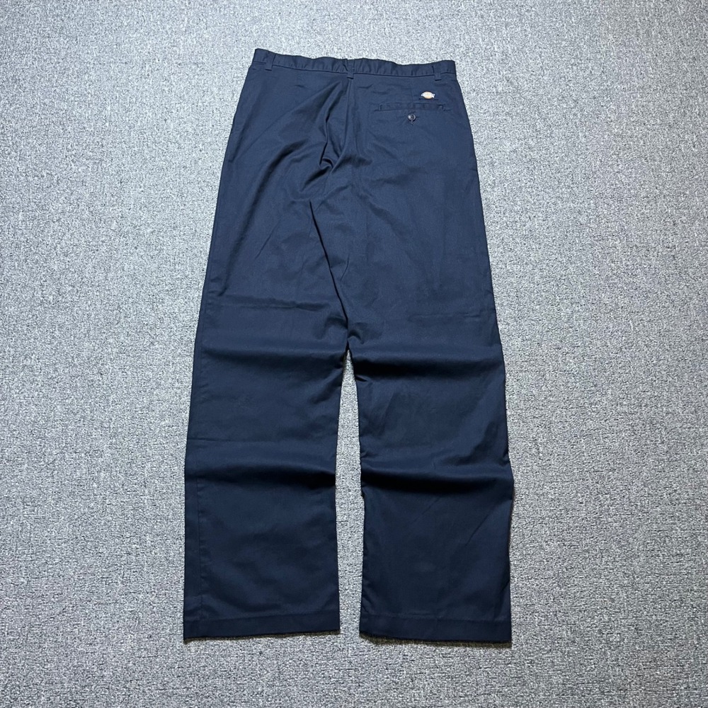 Dickies Work Pants Size 12 TL Navy Blue Flat Front Straight Leg Twill Trousers